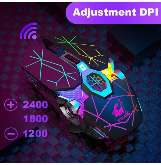 Wireless Gaming Mouse Rechargeable,RGB Multi-Colour Backlit Game Mice with 7 Buttons Computer Accessories,2.4G Silent Optical,3 Adjustable DPI Game Mouse Power Saving Mode for Laptop/PC/Notebook Wireless Gaming Mouse Rechargeable,RGB Multi-Colour Backlit Game Mice with 7 Buttons Computer Accessories,2.4G Silent Optical,3 Adjustable DPI Game Mouse Power Saving Mode for Laptop/PC/Notebook