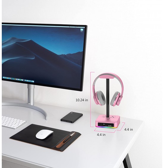 KAFRI RGB Headphone Stand with USB Charger Desk Gaming Headset Holder Hanger Rack with 3 USB Charging Port and 2 Outlet - Suitable for Gamer Desktop Table Game Earphone Accessories Boyfriend Gift KAFRI RGB Headphone Stand with USB Charger Desk Gaming Headset Holder Hanger Rack with 3 USB Charging Port and 2 Outlet - Suitable for Gamer Desktop Table Game Earphone Accessories Boyfriend Gift