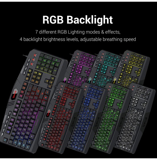 Redragon S101 Wired Gaming Keyboard and Mouse Combo RGB Backlit Gaming Keyboard with Multimedia Keys Wrist Rest and Red Backlit Gaming Mouse 3200 DPI for Windows PC Gamers (Black) Redragon S101 Wired Gaming Keyboard and Mouse Combo RGB Backlit Gaming Keyboard with Multimedia Keys Wrist Rest and Red Backlit Gaming Mouse 3200 DPI for Windows PC Gamers (Black)